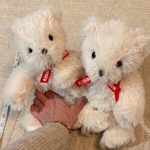 Kiss Cream Plush Bears with Red Accents
